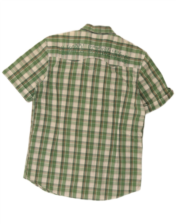 Camisa masculina gráfica de manga curta Levi's grande algodão xadrez verde