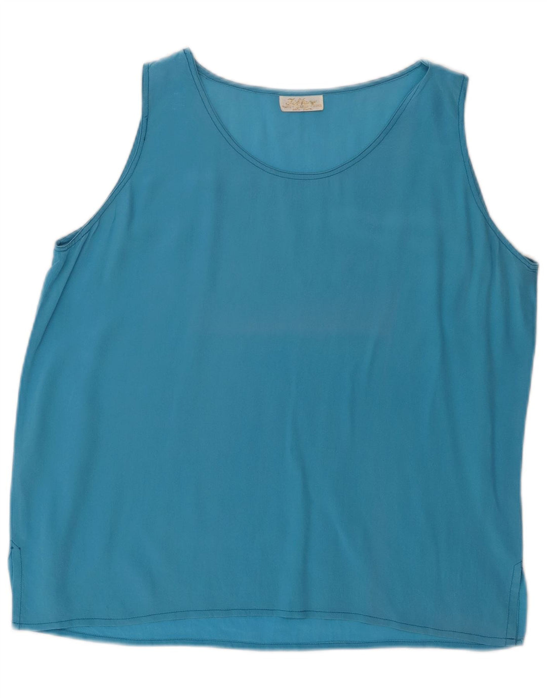 Blusa feminina sem mangas Tiffany Reino Unido 14 seda azul médio
