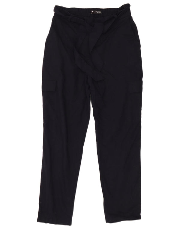 Calça cargo reta feminina Zara XS W25 L27 azul marinho