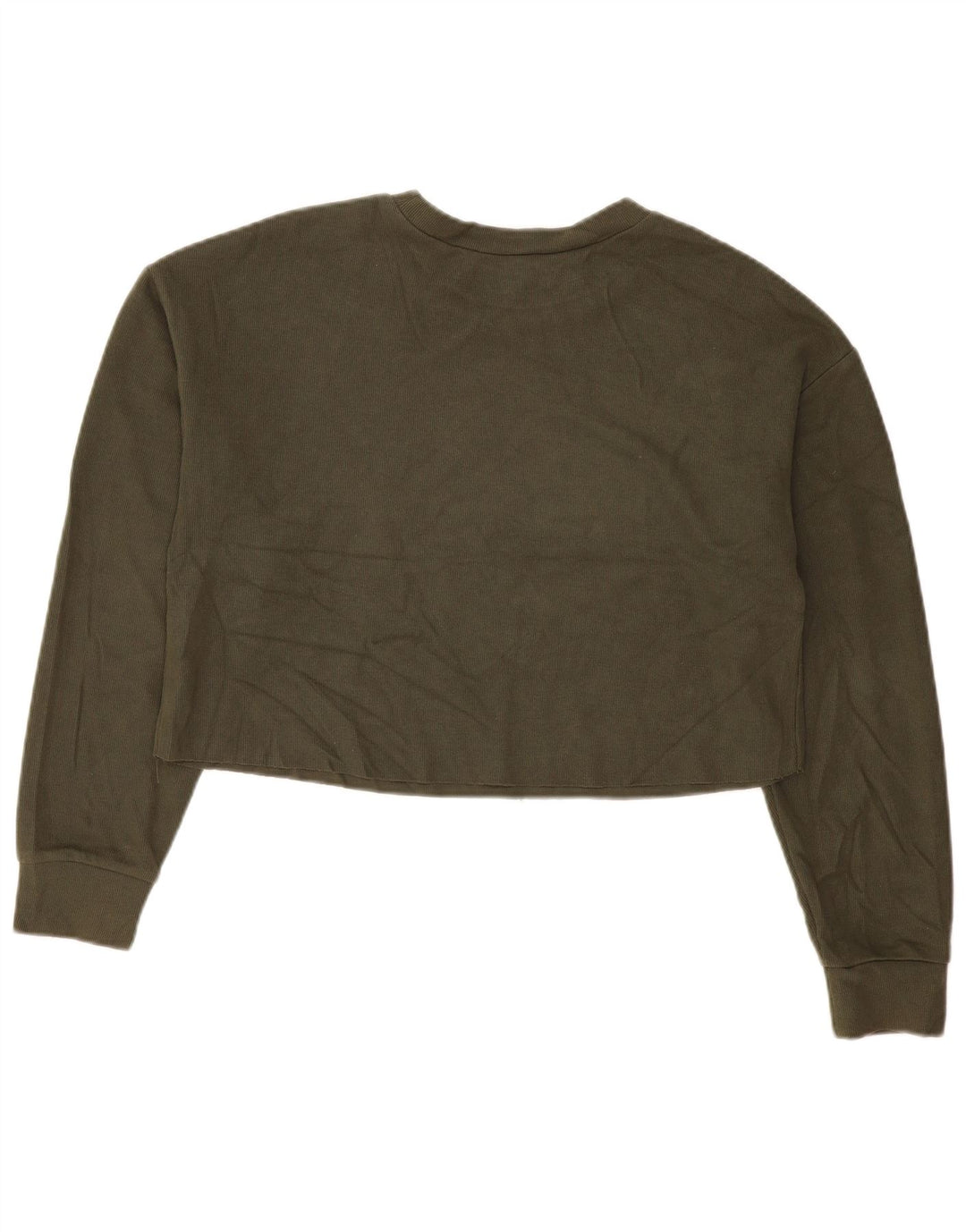 Zara Top feminino oversized manga comprida Reino Unido 14 algodão cáqui médio