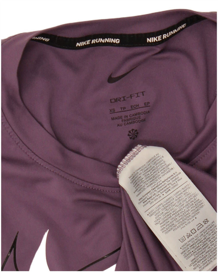 NIKE Womens Dri Fit Graphic Vest Top UK 6 XS Roxo Poliéster