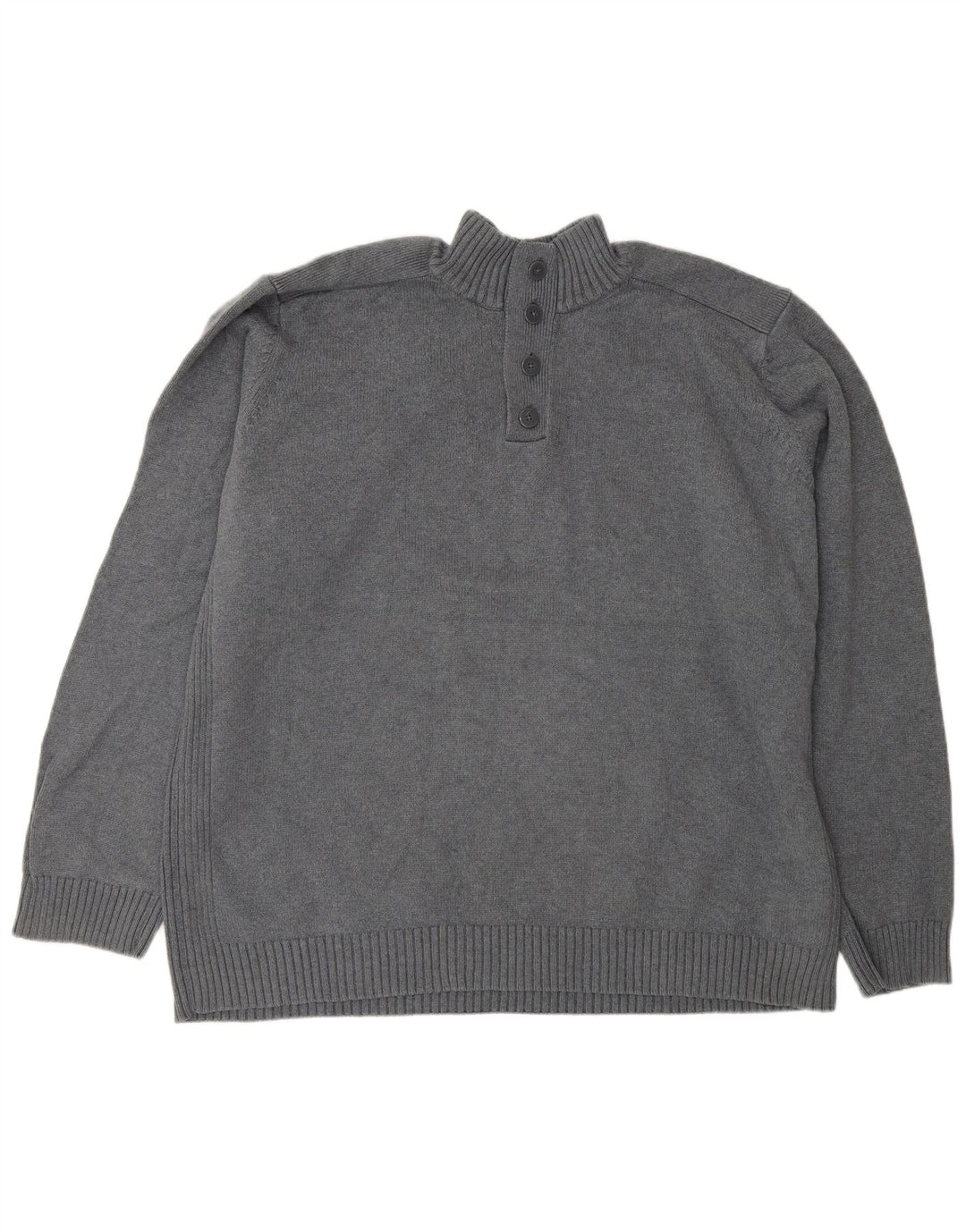 Suéter masculino Marks & Spencer Blue Harbor com botão e gola 2XL cinza