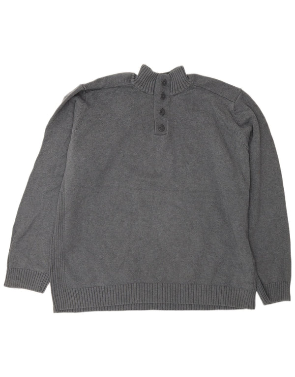 Marks & Spencer Mens Blue Harbour Button Neck Jumper Sweater 2XL Grey