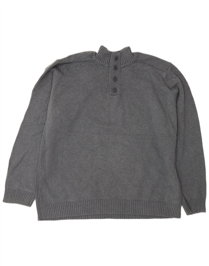 Suéter masculino Marks & Spencer Blue Harbor com botão e gola 2XL cinza