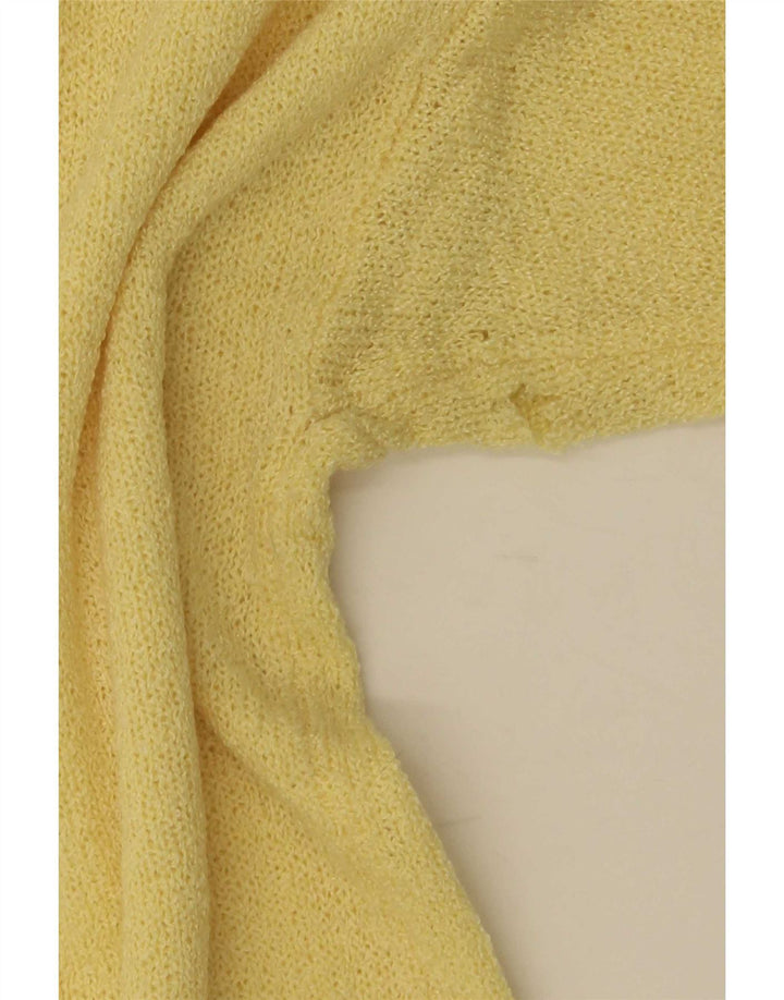 Euro Mode Suéter feminino de manga curta com gola redonda IT 44 Médio Amarelo