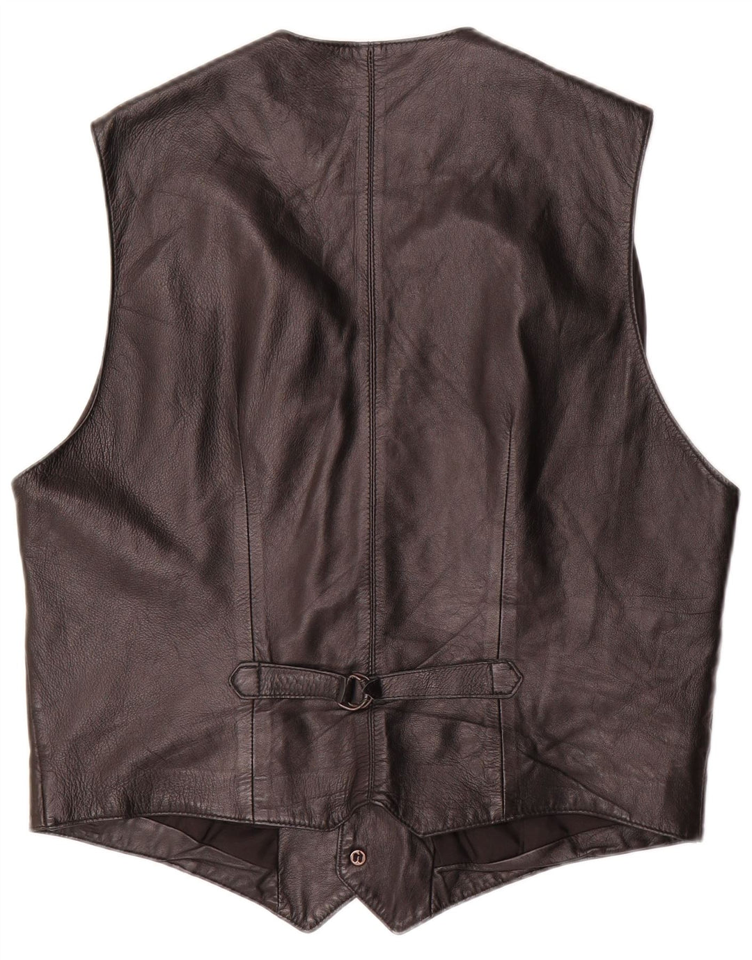 Colete de couro masculino vintage IT 52 grande couro preto
