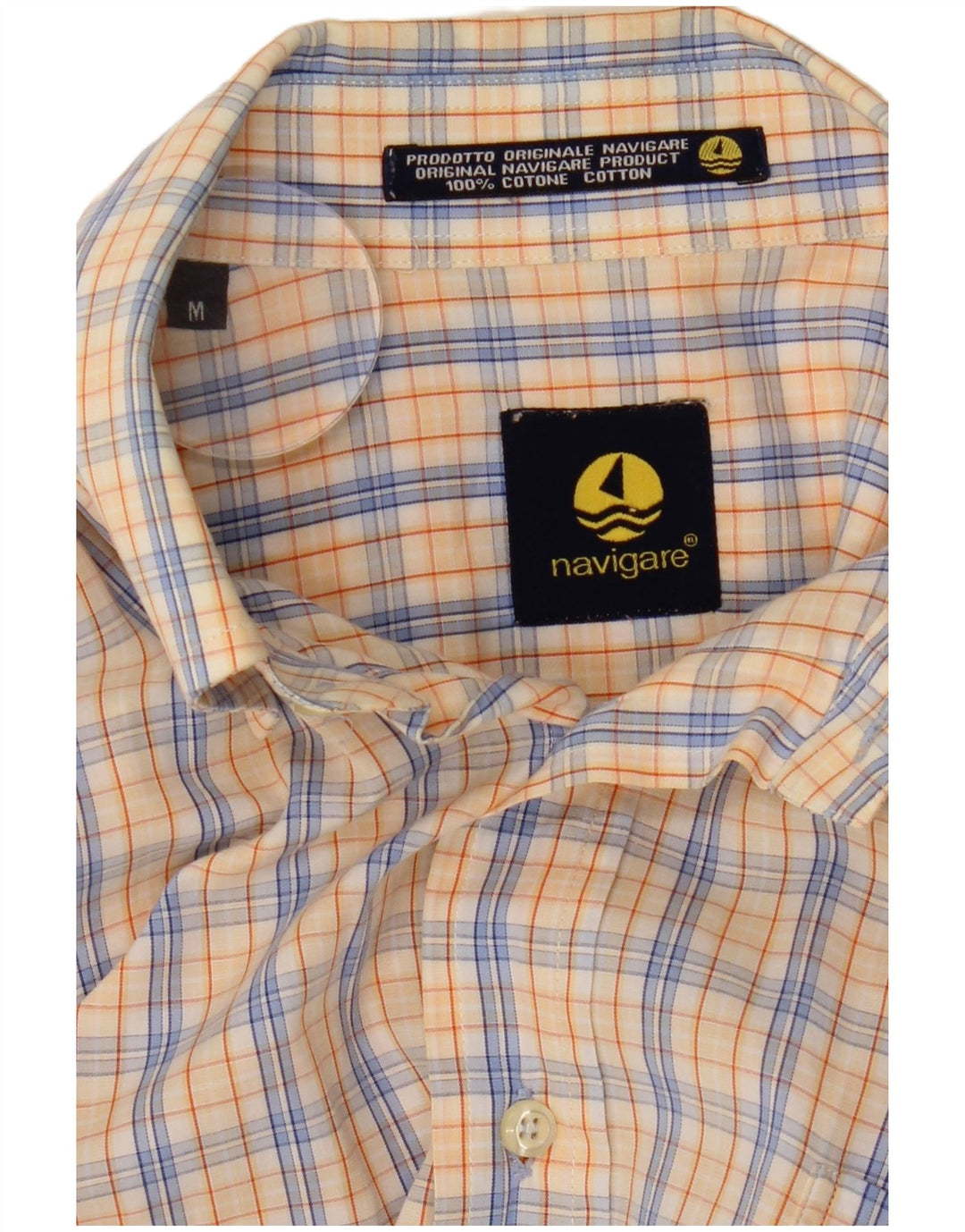Camisa masculina NAVIGARE de algodão xadrez amarelo médio
