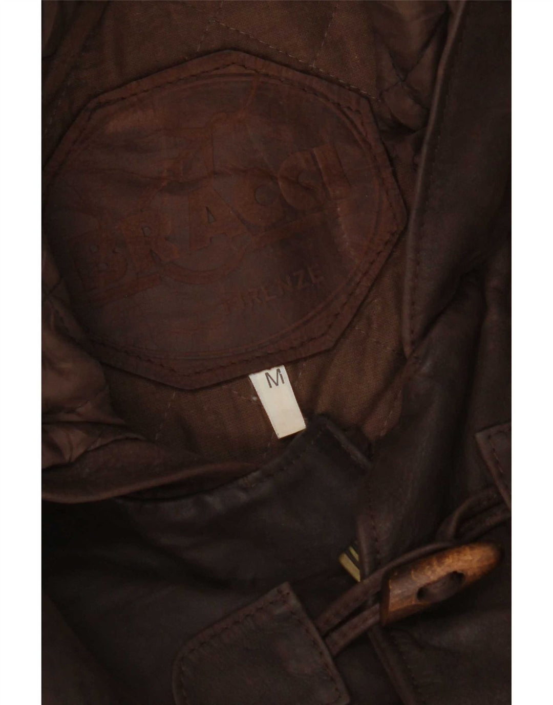 Jaqueta masculina de couro com capuz Bracci UK 38 marrom médio
