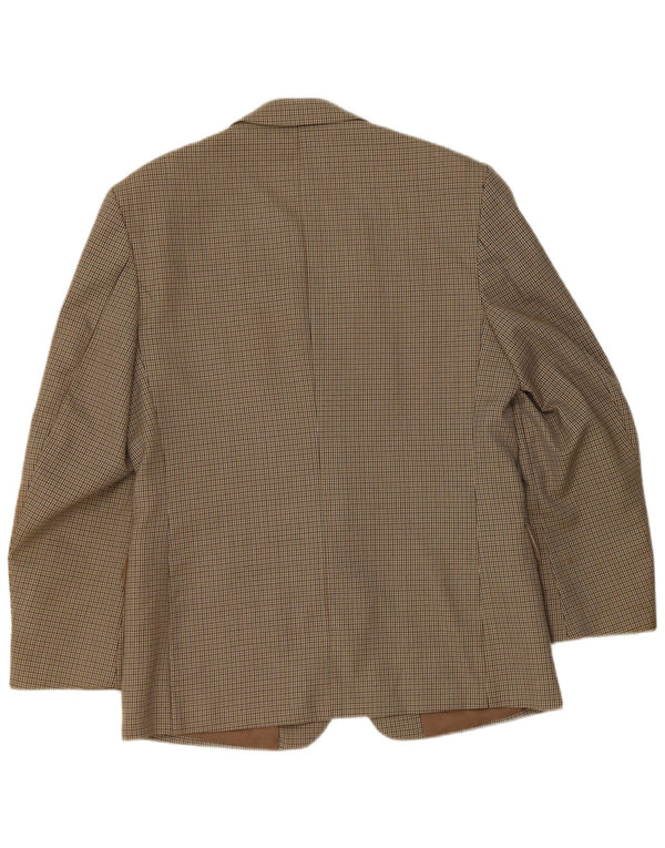 Jaqueta blazer masculina Bersani com 2 botões Reino Unido 40 grande marrom houndstooth poliéster