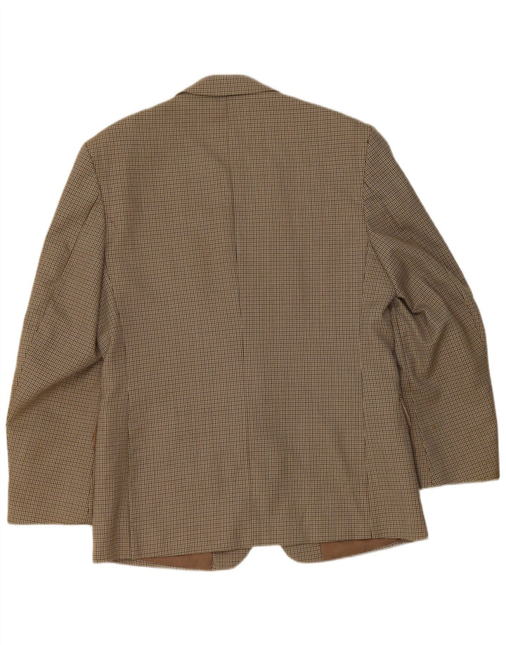 Jaqueta blazer masculina Bersani com 2 botões Reino Unido 40 grande marrom houndstooth poliéster