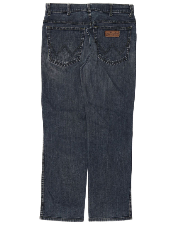 Wrangler Masculino Texas Stretch Straight Jeans W32 L30 Azul Marinho Algodão