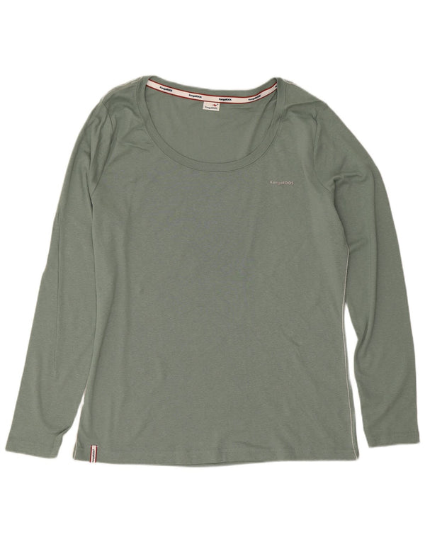 Top feminino Kangaroos manga comprida UK 18/20 XL algodão verde