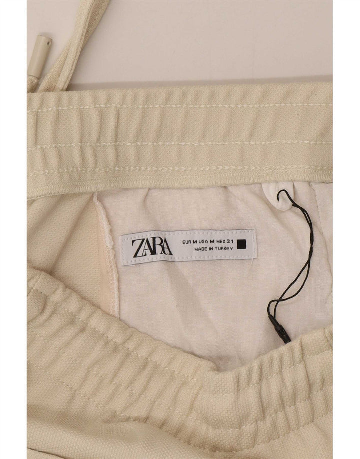 Zara Calça Chino Masculina Cônica Média W32 L30 Poliéster Bege