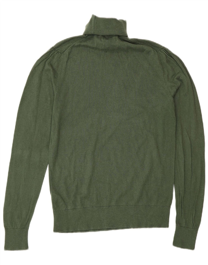 Suéter feminino Massimo Dutti com gola redonda Reino Unido 12 seda verde médio