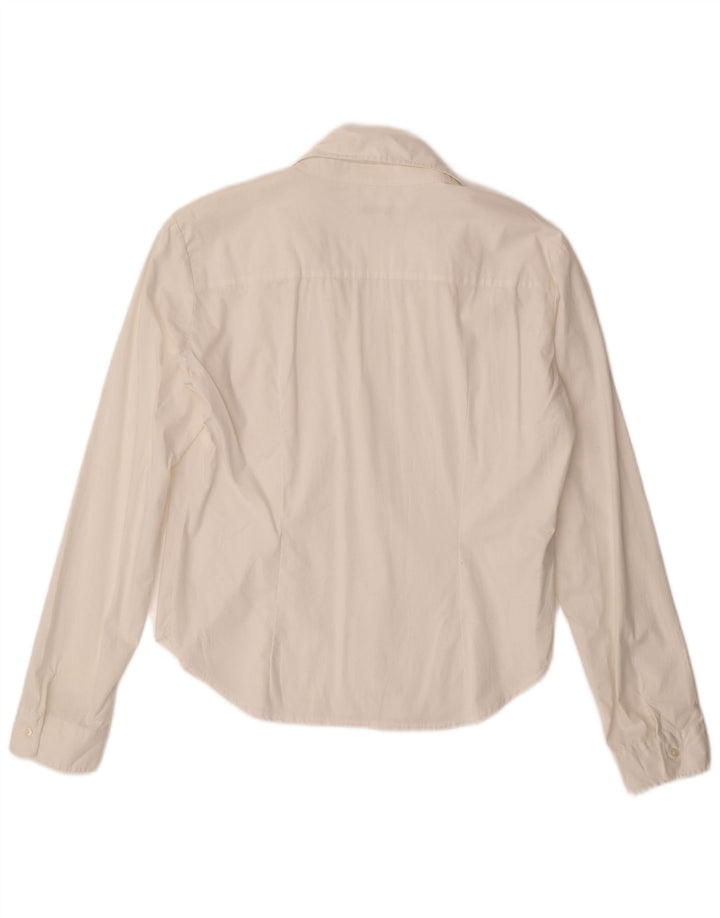 Camisa pulôver feminina BENETTON Reino Unido 16 grande algodão branco