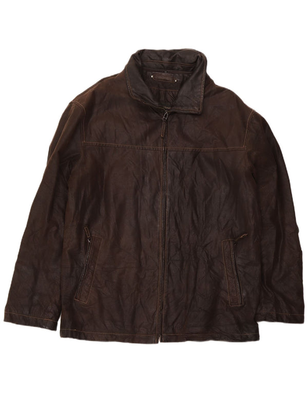 Jaqueta de couro masculina vintage UK 40 grande marrom