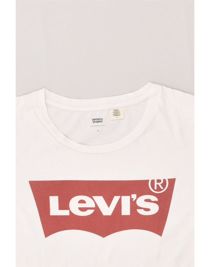 LEVI'S Womens Graphic T-Shirt Top UK 14 Medium White Cotton | Vintage Levi's | Thrift | Second-Hand Levi's | Used Clothing | Messina Hembry 