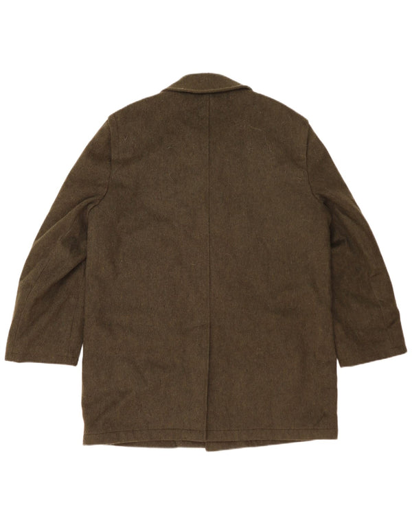 Sobretudo masculino vintage UK 42 XL lã cáqui
