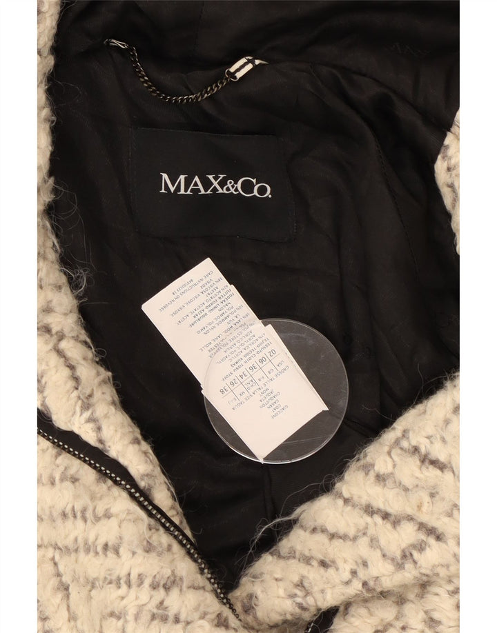 Sobretudo feminino oversized com capuz Max & Co. UK 6 XS Off White Chevron