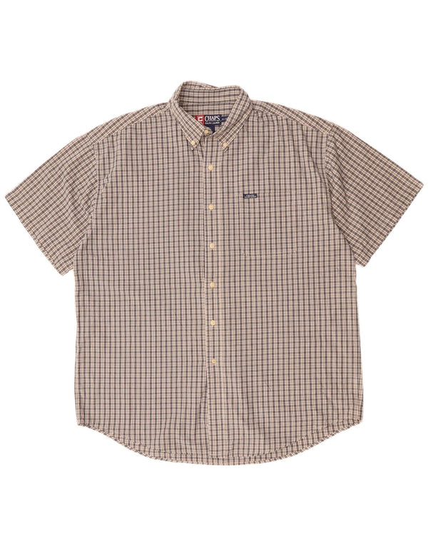 Camisa masculina de manga curta Chaps Ralph Lauren XL azul xadrez algodão
