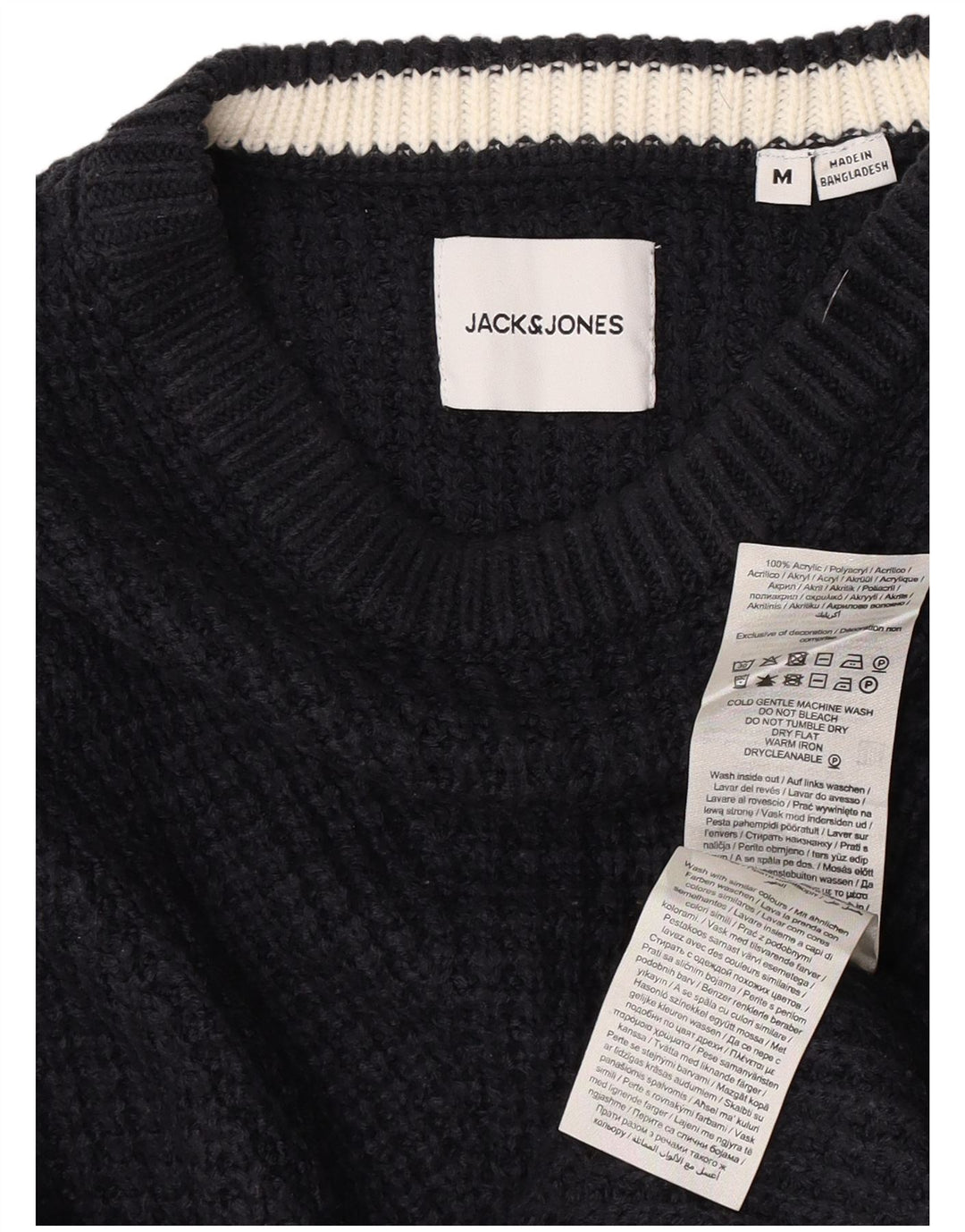 Suéter masculino Jack & Jones com gola redonda e acrílico azul marinho médio