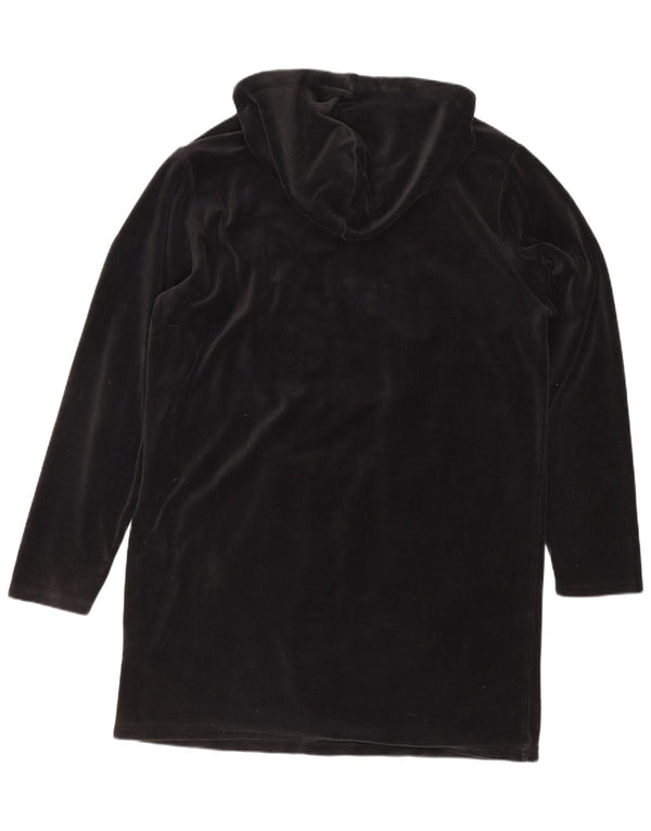 Fila Womens Graphic Velvet Hoodie Vestidos UK 14 Médio Algodão Preto
