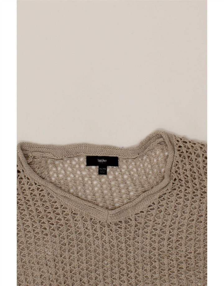 MOSSIMO Womens Crochet V-Neck Jumper Sweater UK 20 2XL Grey Cotton Vintage Mossimo and Second-Hand Mossimo from Messina Hembry 