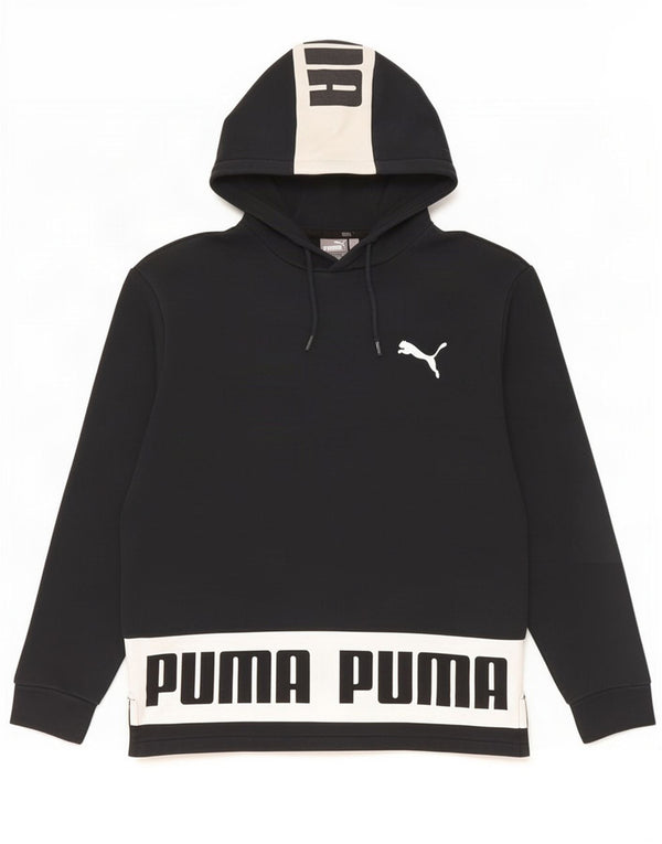 Puma masculino gráfico moletom com capuz pequeno algodão colorblock preto