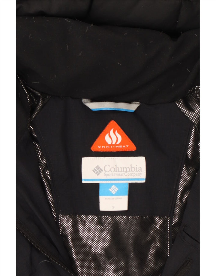 COLUMBIA Jaqueta feminina acolchoada com capuz Omni-Heat Reino Unido 10 pequena azul marinho nylon