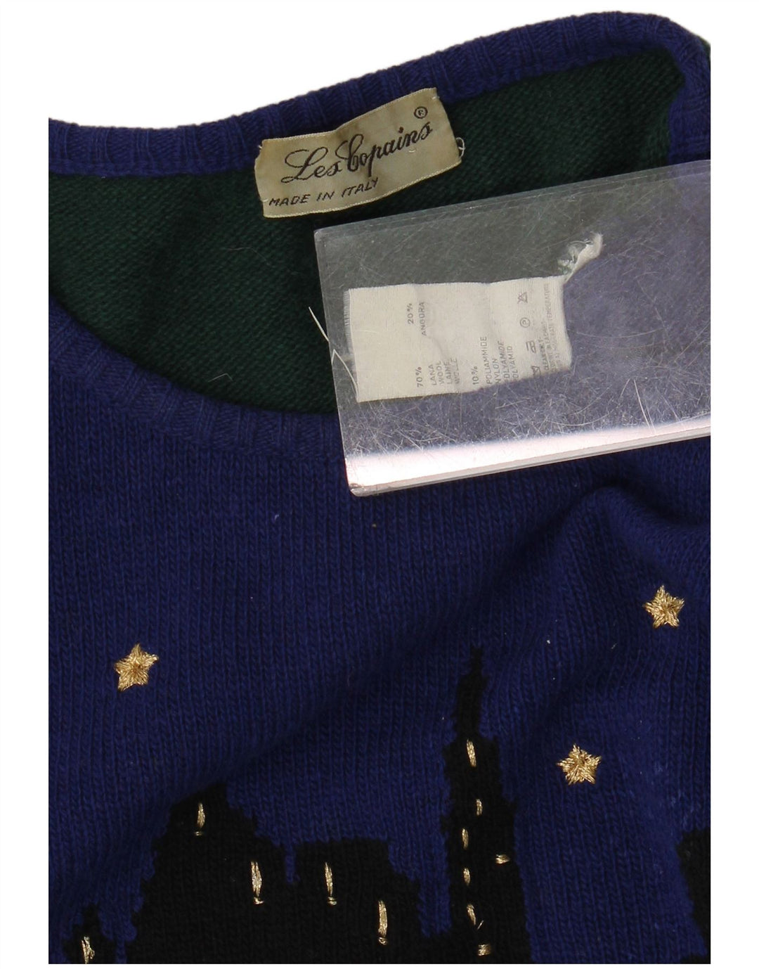 Suéter feminino LES COPAINS com gola redonda UK 18 XL verde colorblock