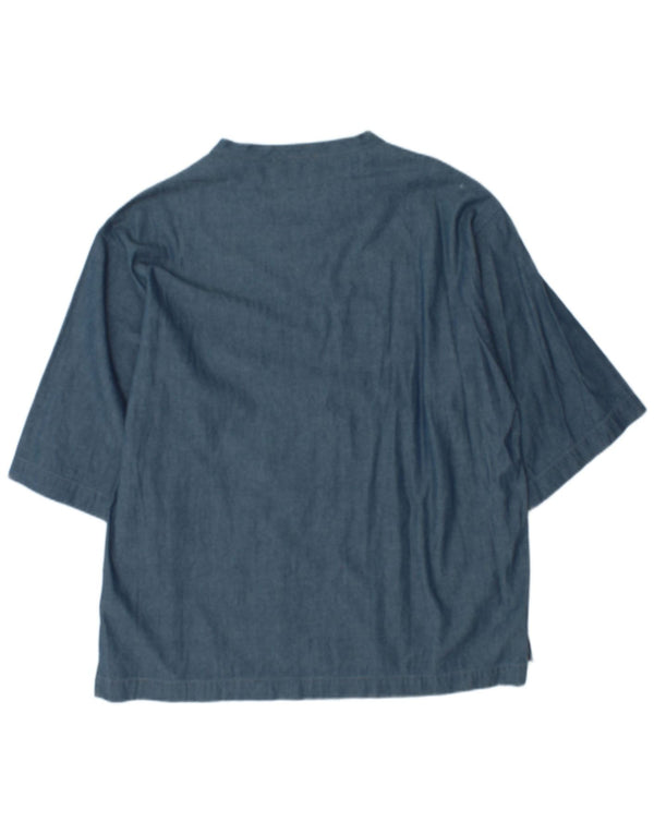 Dolce & Gabbana Blusa feminina manga 3/4 Top Reino Unido 18 XL listrado azul