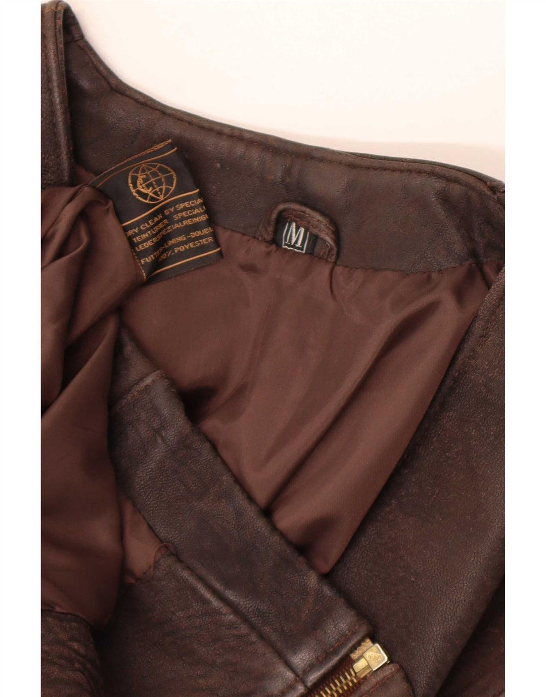 Colete de couro masculino vintage UK 38 marrom médio