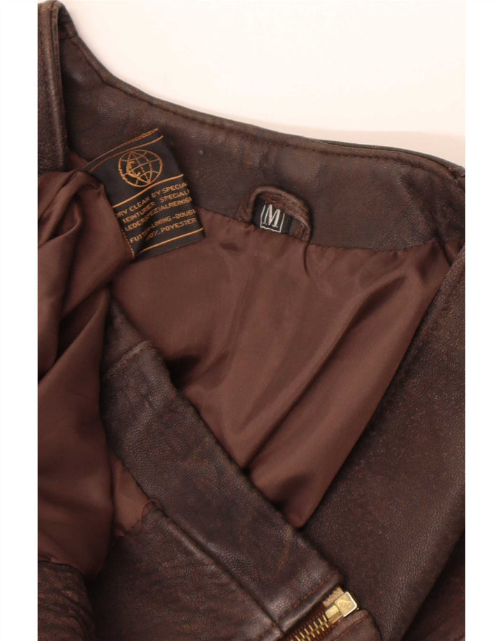 Colete de couro masculino vintage UK 38 marrom médio