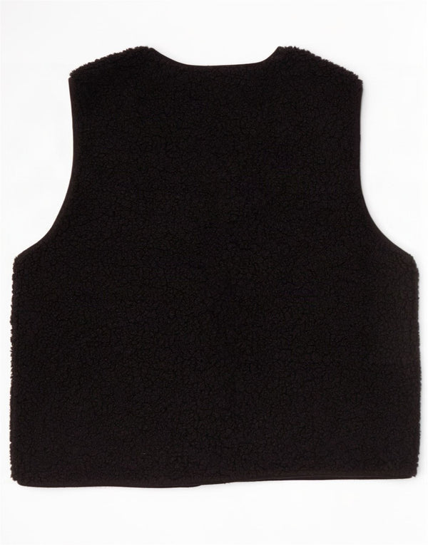 Zara Womens Oversized Fleece Gilet UK 10 Pequeno Poliéster Preto