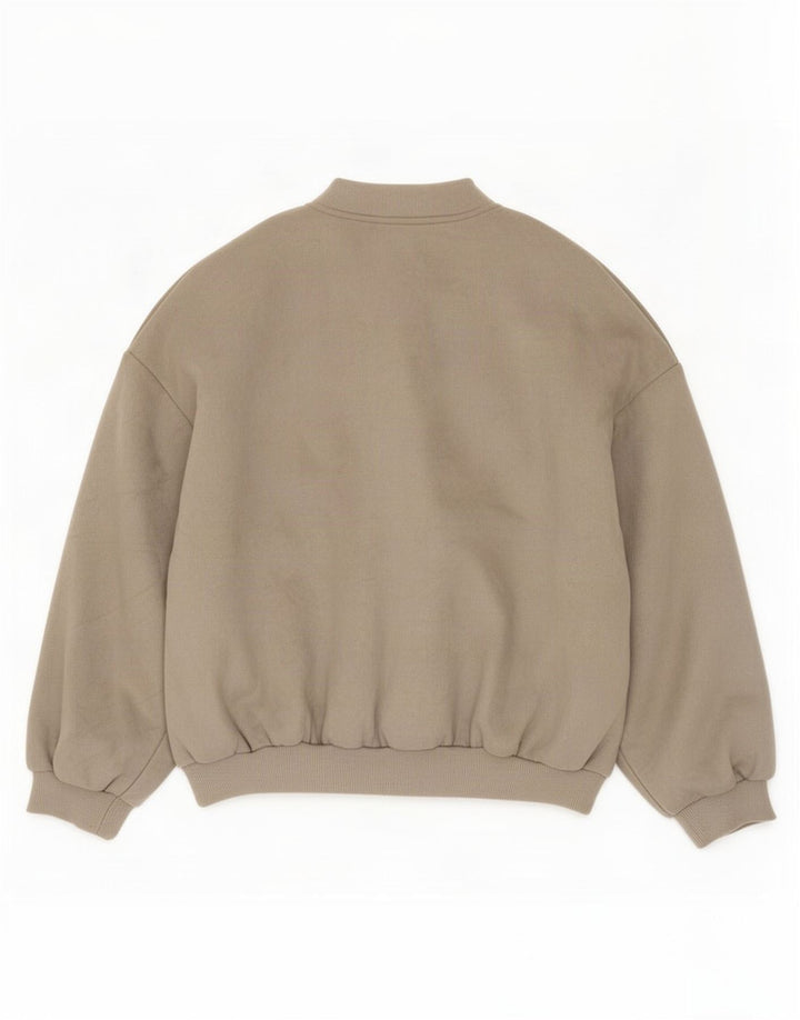 Zara Womens Oversized Bomber Jacket UK 10 Pequeno Poliéster Cinza
