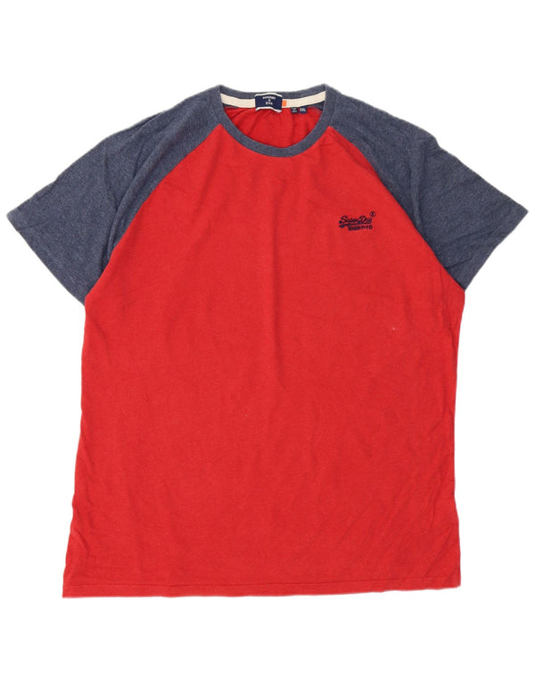 Camiseta masculina Superdry Top 2XL algodão colorblock vermelho