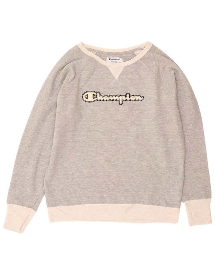 Champion moletom gráfico masculino jumper grande cinza colorblock poliéster