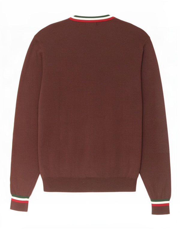Suéter cardigã masculino J. Crew grande algodão colorido marrom