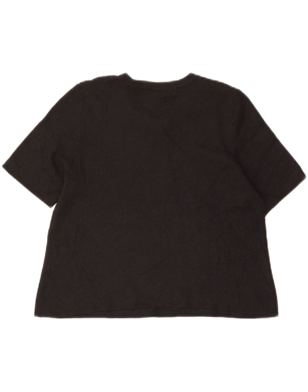 Camiseta Zara Feminina Crop Top UK 12 Médio Preto