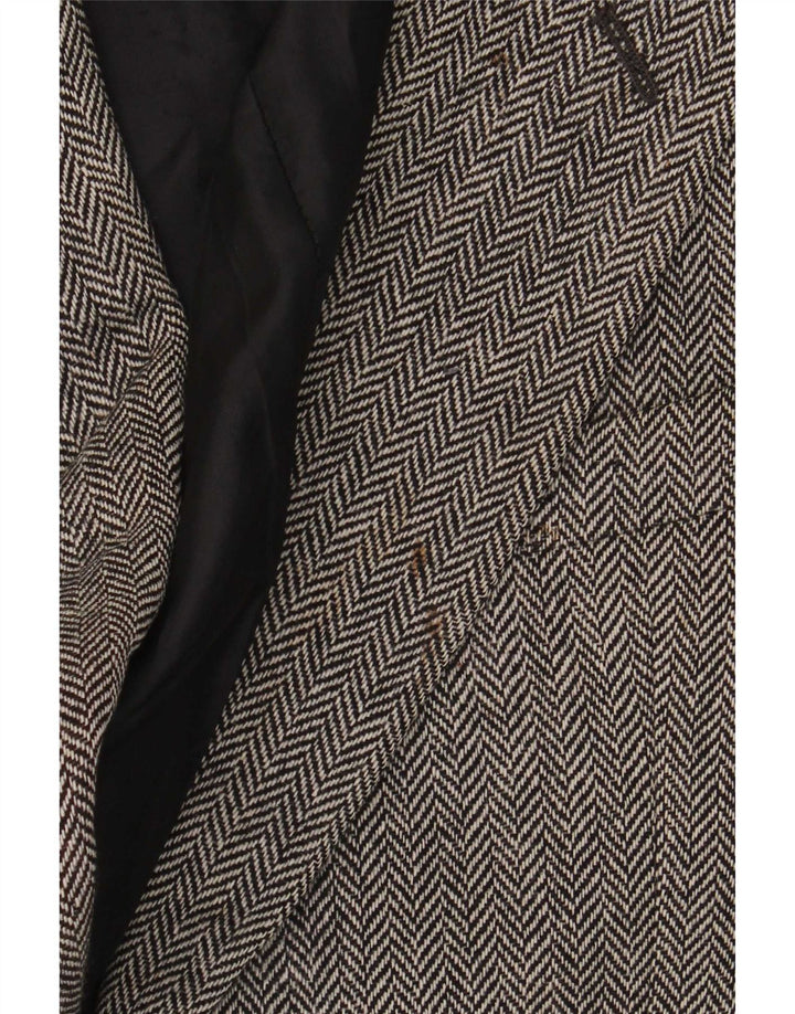 Jaqueta blazer masculina de 2 botões Marks & Spencer Reino Unido 42 grande espinha de peixe cinza