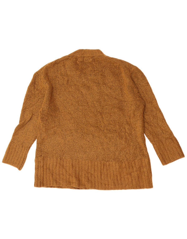 Zara Suéter feminino oversized com gola redonda Reino Unido 10 pequeno cáqui