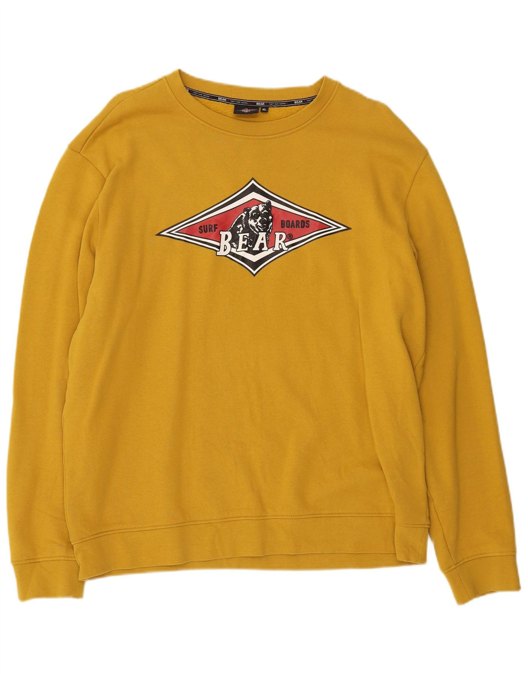 BEAR Mens Moletom Gráfico Jumper XL Algodão Amarelo