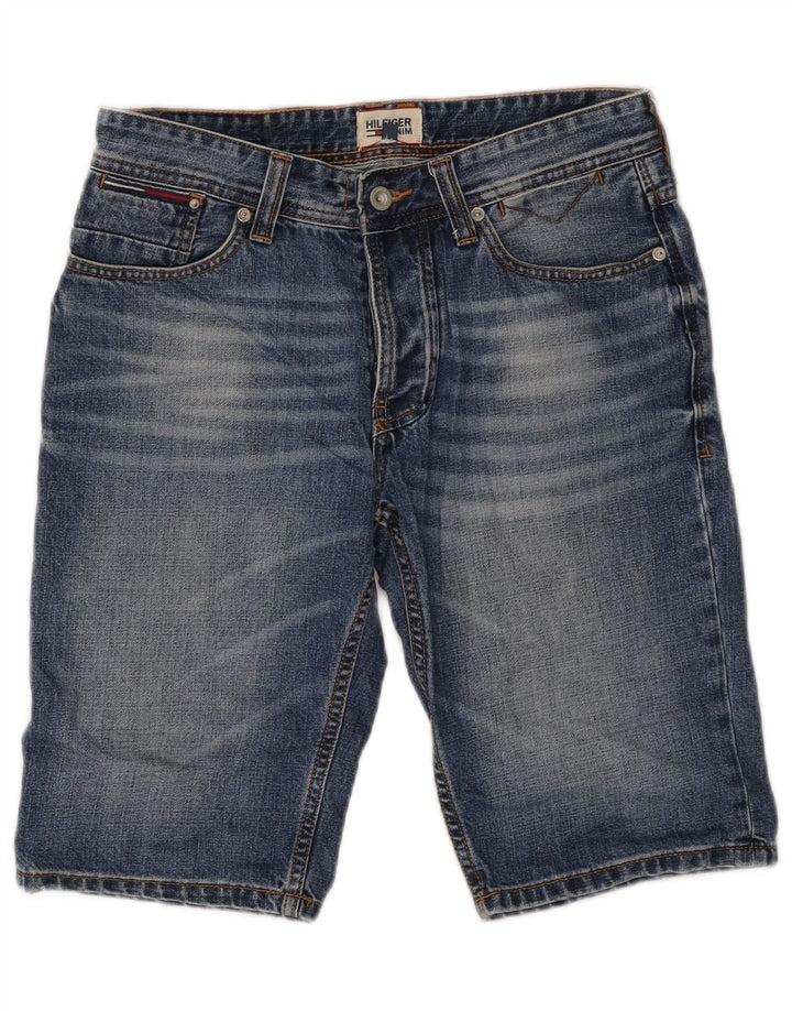 Shorts jeans masculino Tommy Hilfiger W29 pequeno algodão azul