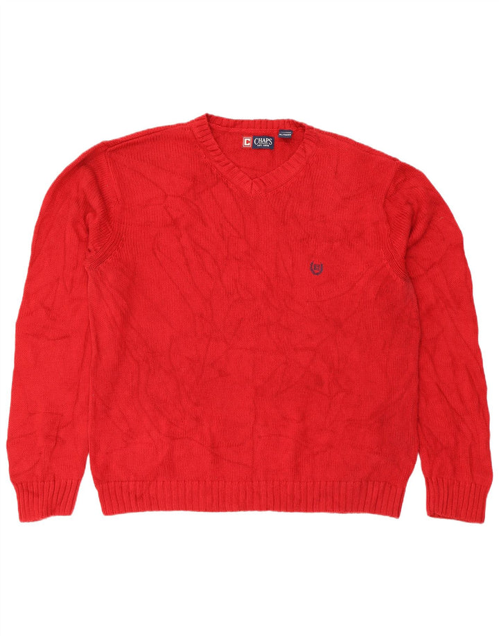 Suéter masculino Chaps Regular Fit com decote em V XL de algodão vermelho
