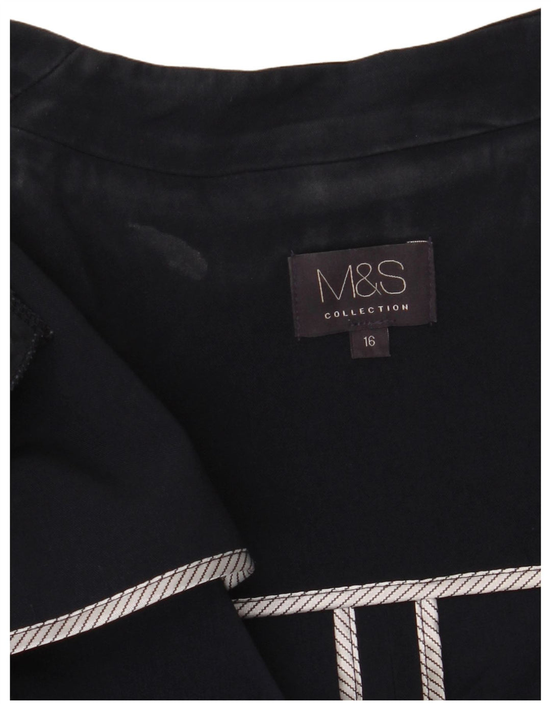 Jaqueta Blazer aberta feminina Marks & Spencer Reino Unido 16 grande poliéster azul marinho