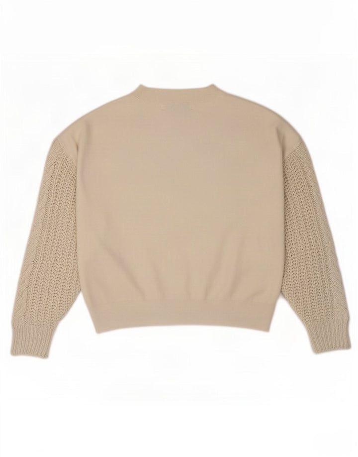 Zara Suéter feminino oversized com gola redonda Reino Unido 10 pequeno branco