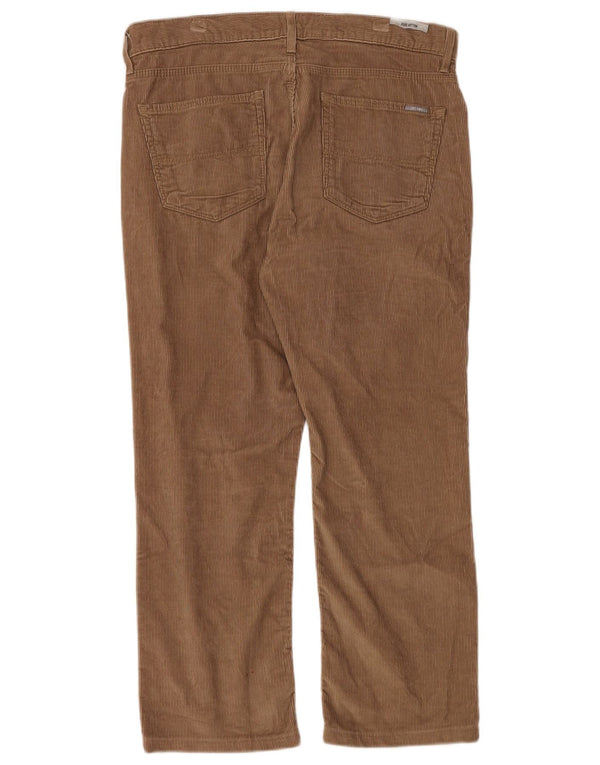 Calça masculina reta de veludo MARKS & SPENCER W34 L29 algodão marrom