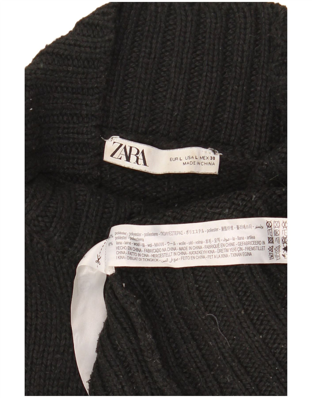 Zara Suéter feminino oversized com gola de tartaruga Reino Unido 16 grande preto