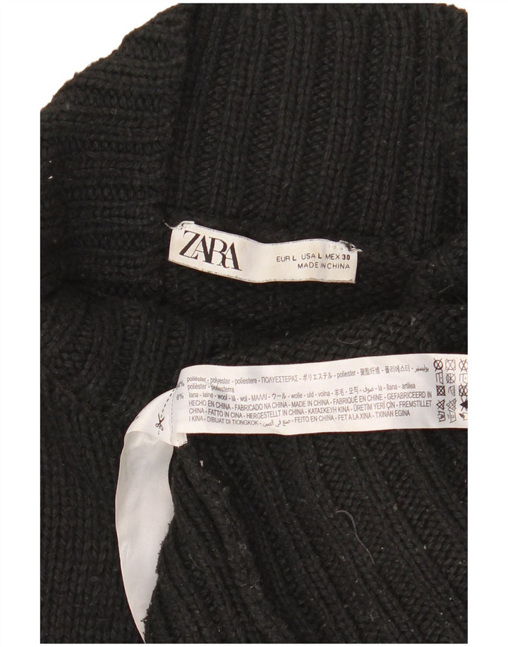 Zara Suéter feminino oversized com gola de tartaruga Reino Unido 16 grande preto