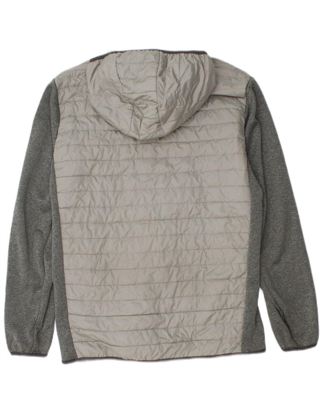 Jaqueta masculina acolchoada com capuz Jack & Jones Reino Unido 38 bloco colorido cinza médio